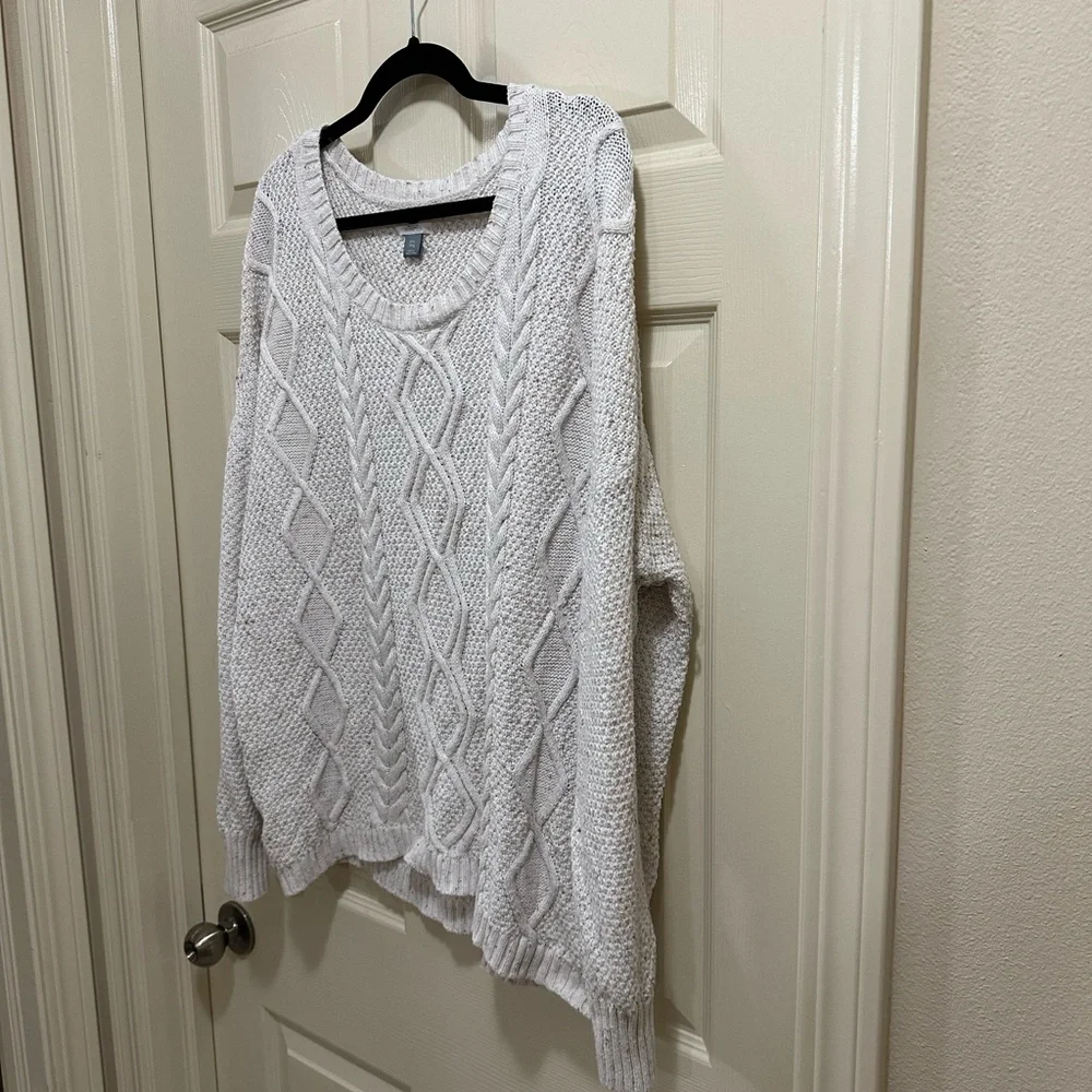Old Navy hi low cream color cable knit sweater size XXL - Picture 3 of 4